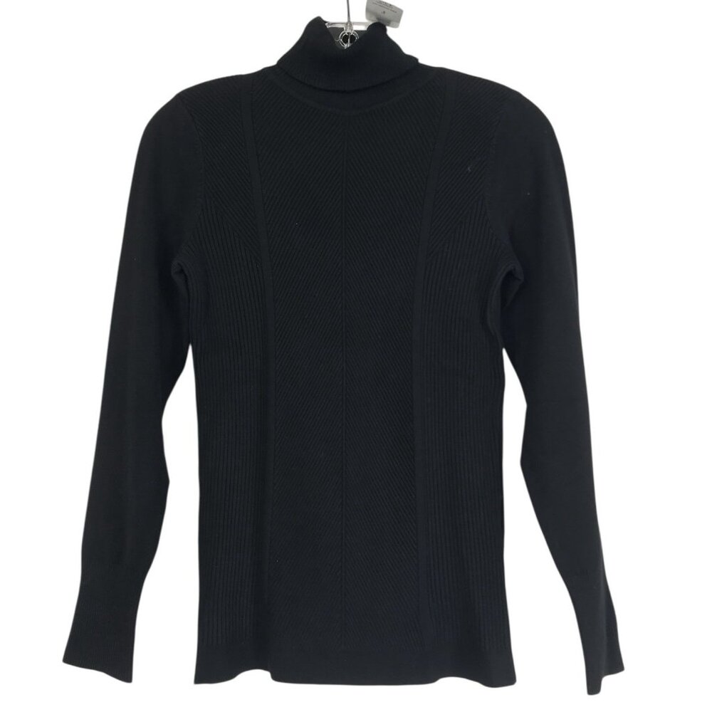 C Conrad Turtleneck Sweater Womens Size Small Black Ribbed Long Sleeve‎